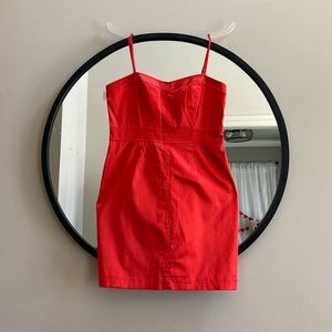 Forever 21 Red-Orange Spaghetti Strap Satin Mini-Dress